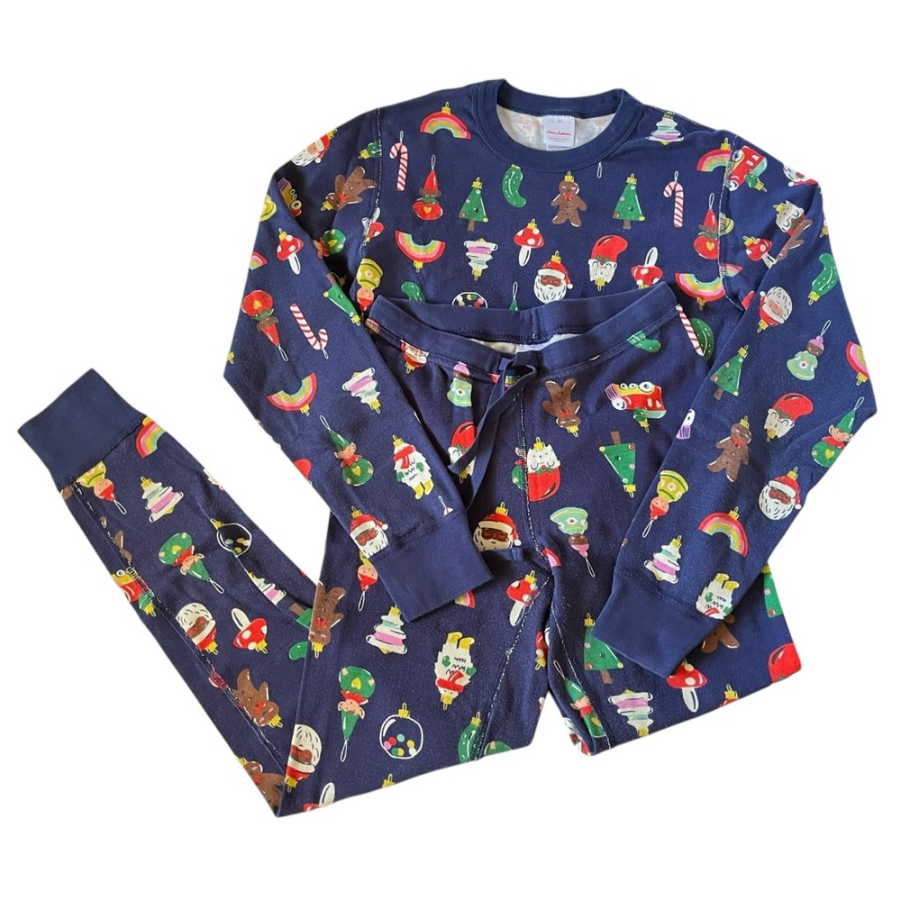 Hanna Andersson holiday long john Christmas pajamas in Heirloom Ornaments print